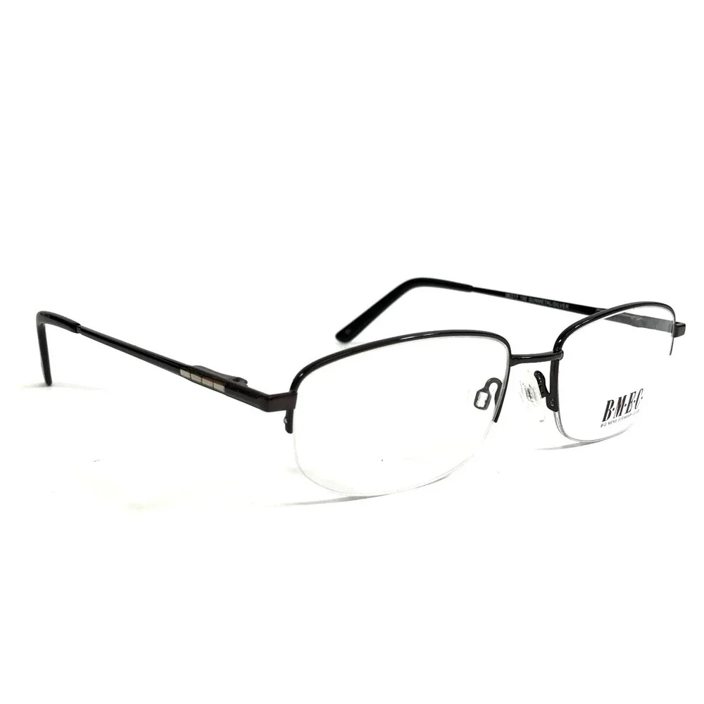 B.M.E.C. Eyeglasses Frames BIG JOHN GUNMETAL/SILVER Rectangle Half Rim 56-17-150